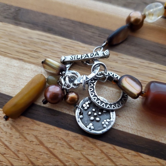 Silpada Stone Bead Pearl Shell Toggle Bracelet 925 - Picture 12 of 16